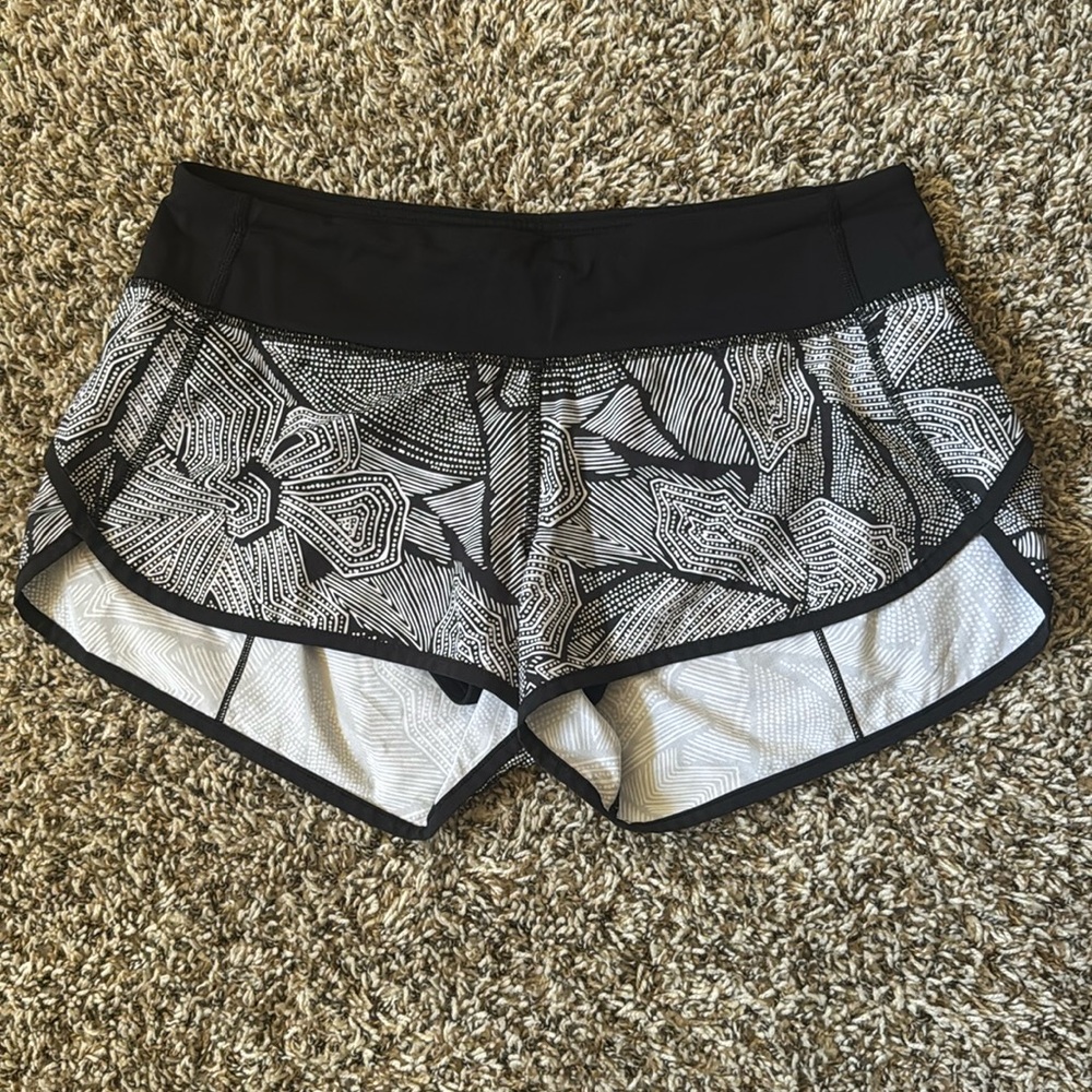 Lululemon Speed Shorts Patterned Floral Athletic Running Shorts Women's 6